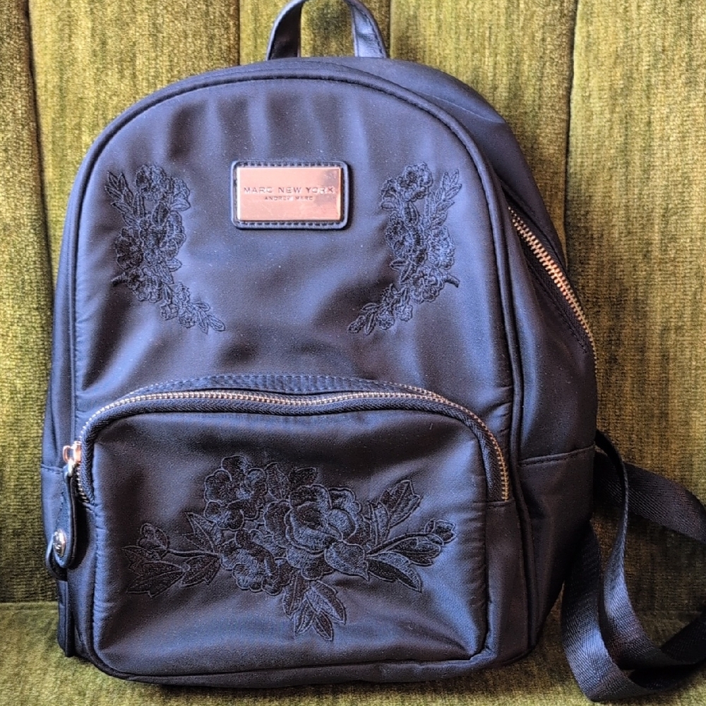 Marc New York Elegant Black Floral Backpack